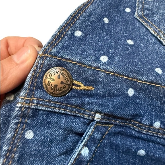 Vintage Oshkosh B'gosh Overalls Vestbak Denim Jeans Polka Dot Size 5T Boys Girls - Picture 4 of 9
